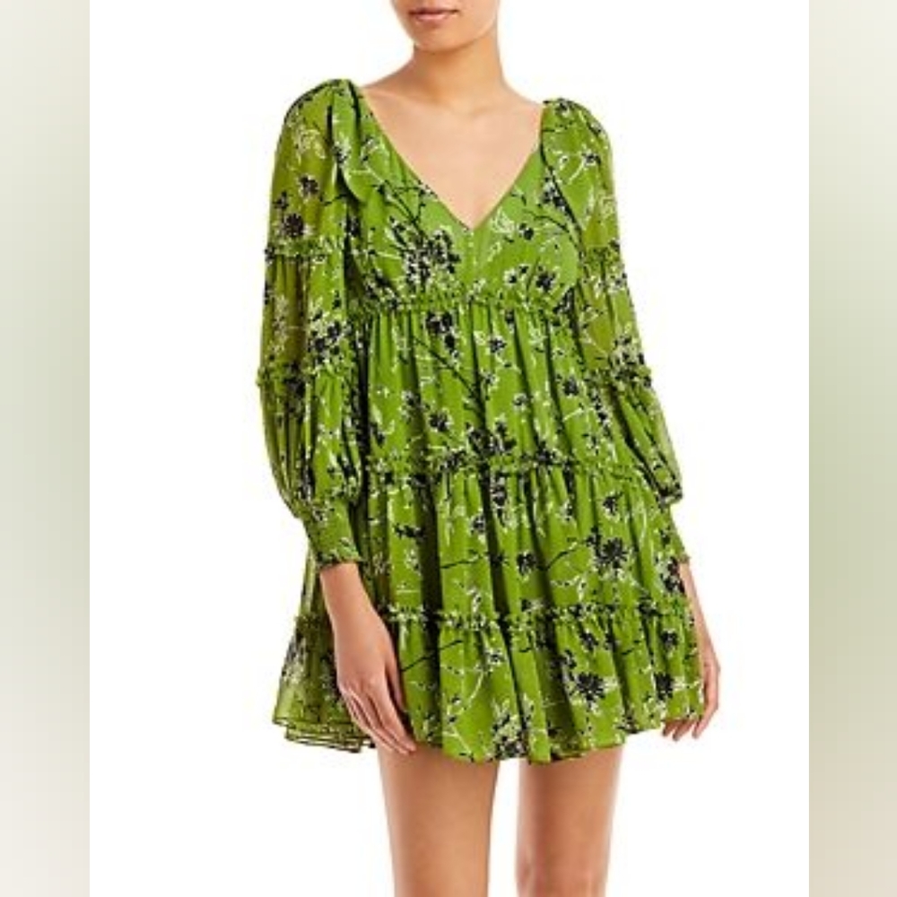 Cinq À Sept Vicky Ruffled Tiers Green Dress size 6